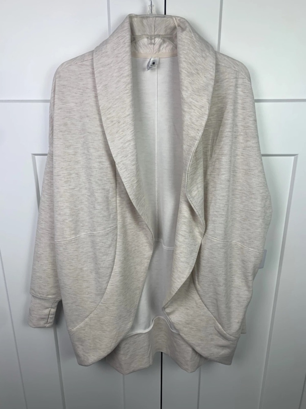 NWT Yogalicious SMALL London Open Front Scuba Knit Cardigan Oatmeal - Picture 2 of 7